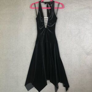 B.Darlin Black velour Halter witchy Whimsigoth grunge dress size 3/4 -XS